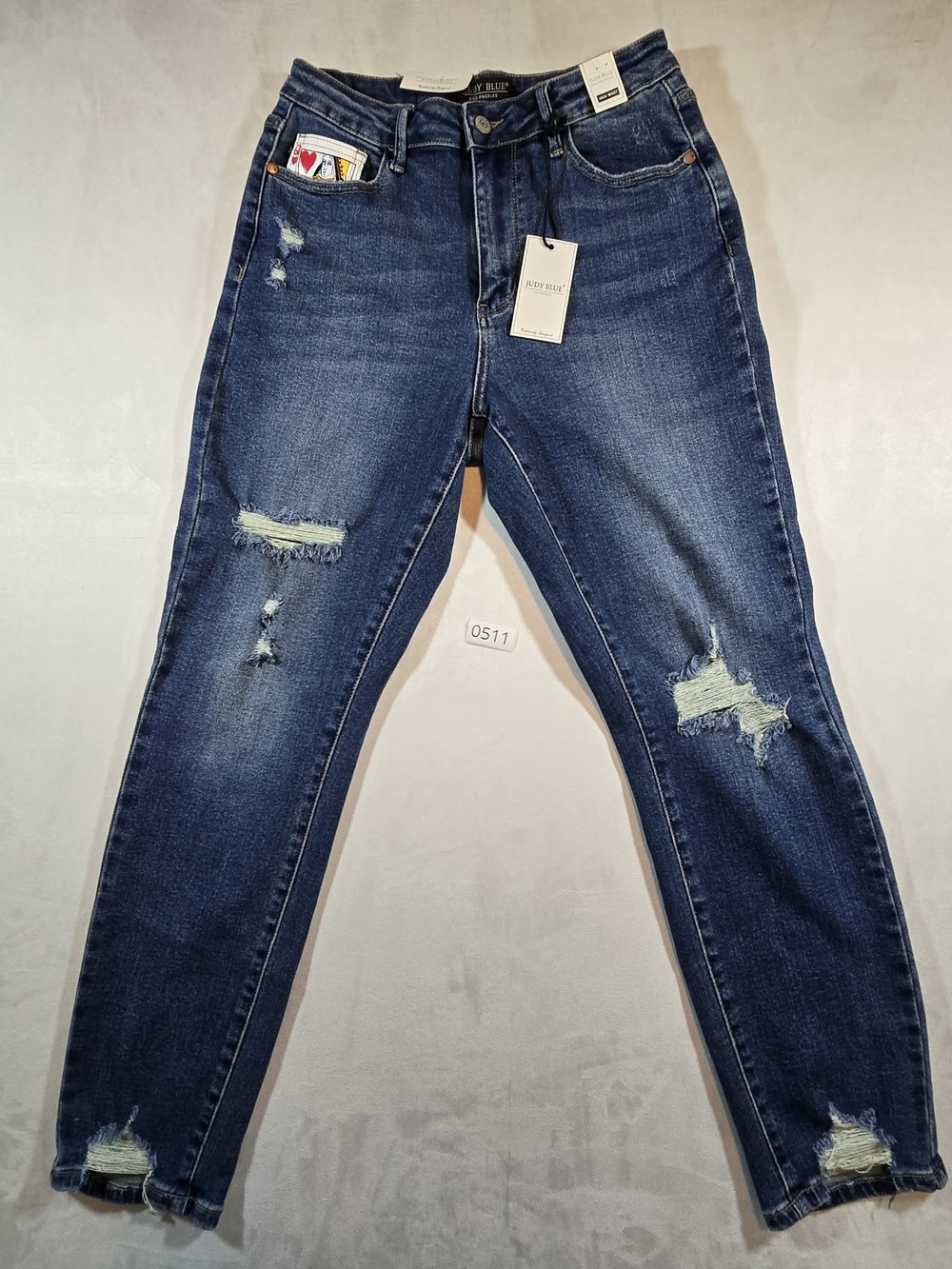 Judy Blue Queen of Hearts High Waist Distressed Jeans NWT 7/28 JB88569